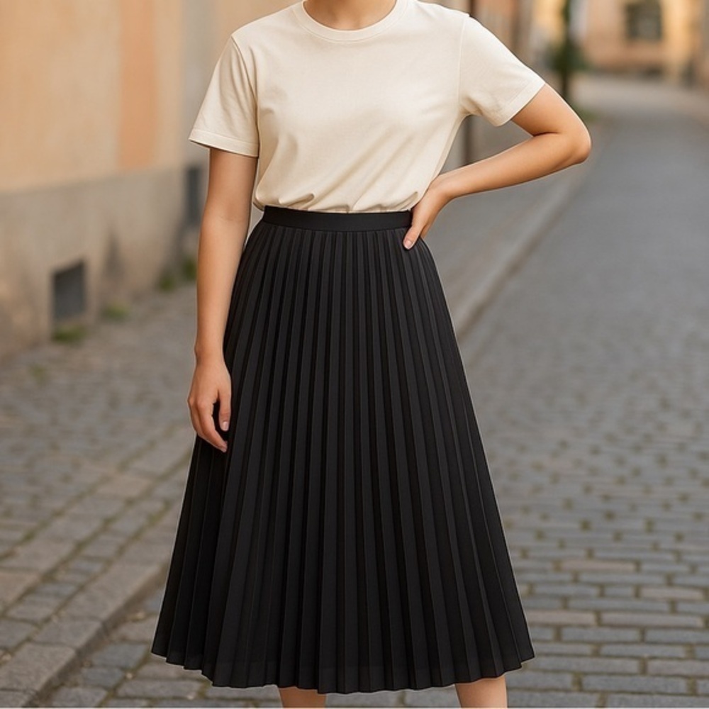 Primark Black Maxi Pleated A-line Skirt